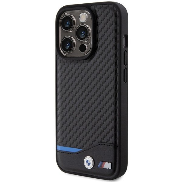 BMW BMHCP15L22NBCK iPhone 15 Pro 6.1&quot; czarny/black Leather Carbon