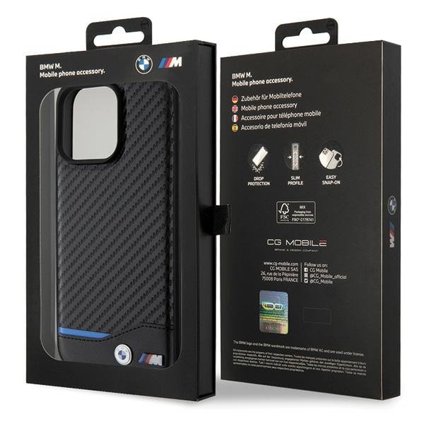 BMW BMHCP15X22NBCK iPhone 15 Pro Max 6.7&quot; czarny/black Leather Carbon