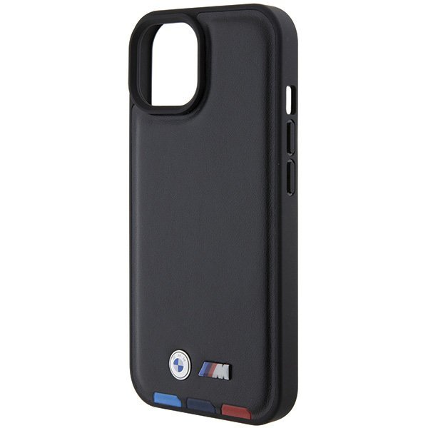 BMW BMHCP15S22PTDK iPhone 15 / 14 / 13 6.1&quot; czarny/black Leather Stamp Tricolor