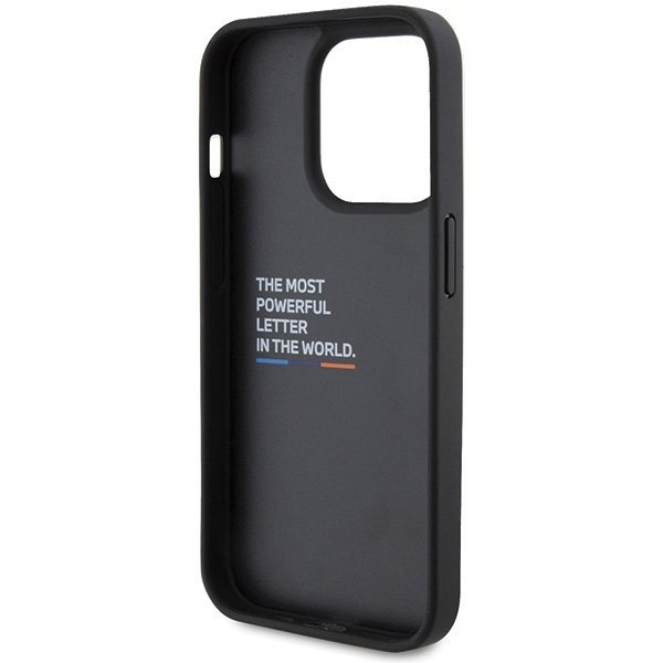 BMW BMHCP15L22PTDK iPhone 15 Pro 6.1&quot; czarny/black Leather Stamp Tricolor