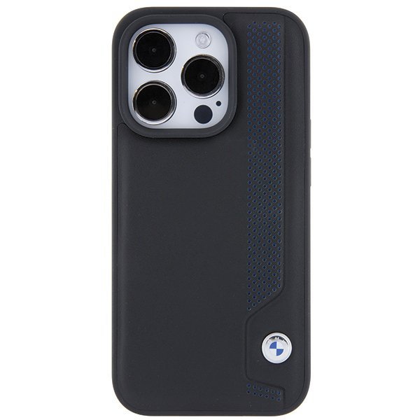 BMW BMHCP15L22RBDK iPhone 15 Pro 6.1&quot; czarny/black hardcase Leather Blue Dots