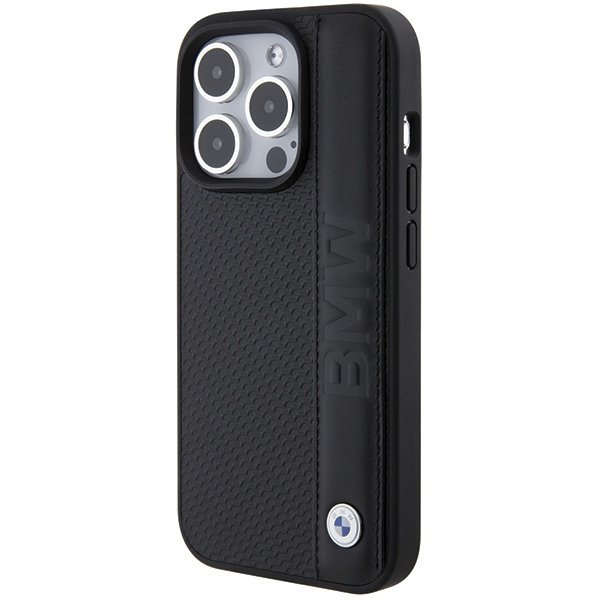 BMW BMHCP15X22RDPK iPhone 15 Pro Max 6.7&quot; czarny/black hardcase Leather Textured & Stripe