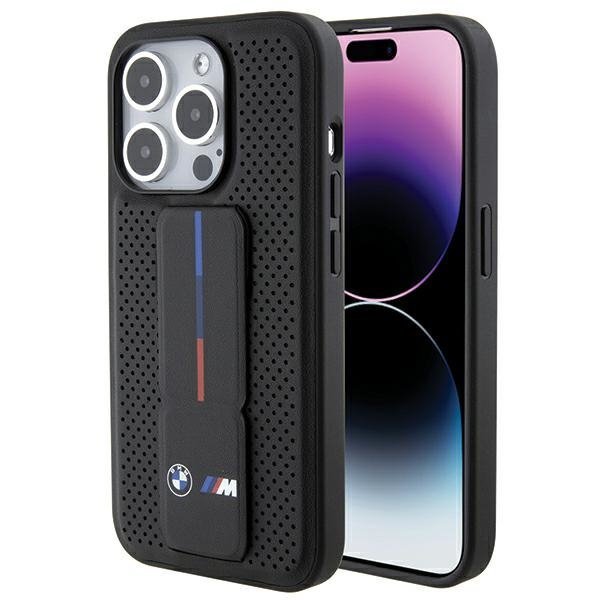BMW BMHCP15LGSPPRK iPhone 15 Pro 6.1&quot; czarny/black hardcase Grip Stand Smooth & Perforated
