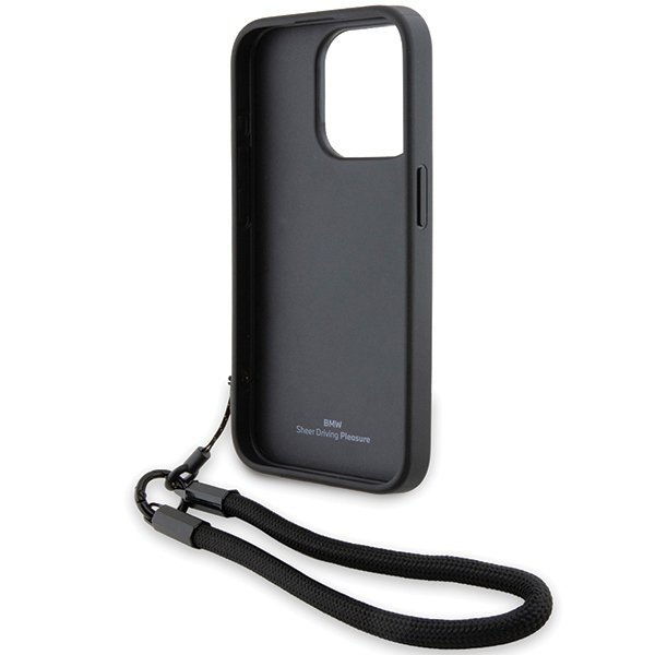 BMW BMHCP15L23RMRLK iPhone 15 Pro 6.1&quot; czarny/black hardcase Signature Leather Wordmark Cord