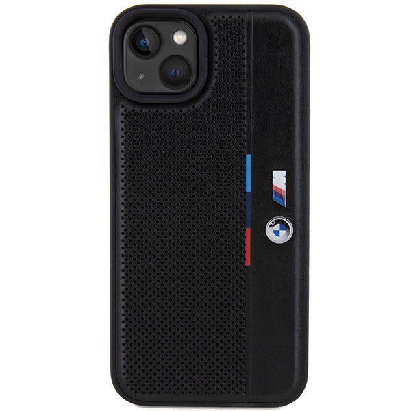 BMW BMHCP15M23PUPVK iPhone 15 Plus / 14 Plus 6.7&quot; czarny/black hardcase Perforated Tricolor Line