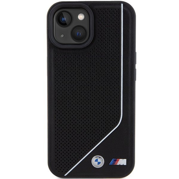 BMW BMHMP15S23PUCPK iPhone 15 / 14 / 13 6.1&quot; czarny/black hardcase Perforated Twisted Line MagSafe