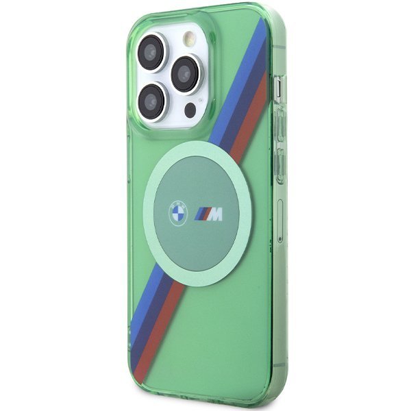 BMW BMHMP15LHDTN iPhone 15 Pro 6.1&quot; zielony/green hardcase M Tricolor Stripes MagSafe