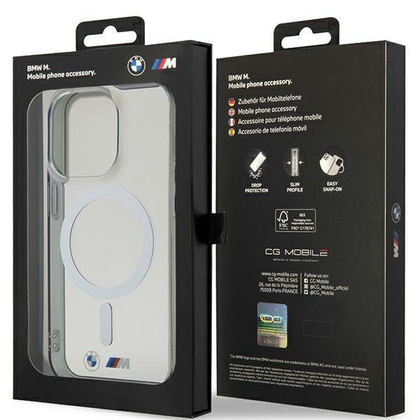 BMW BMHMP15LHCRS iPhone 15 Pro 6.1&quot; transparent hardcase Silver Ring MagSafe
