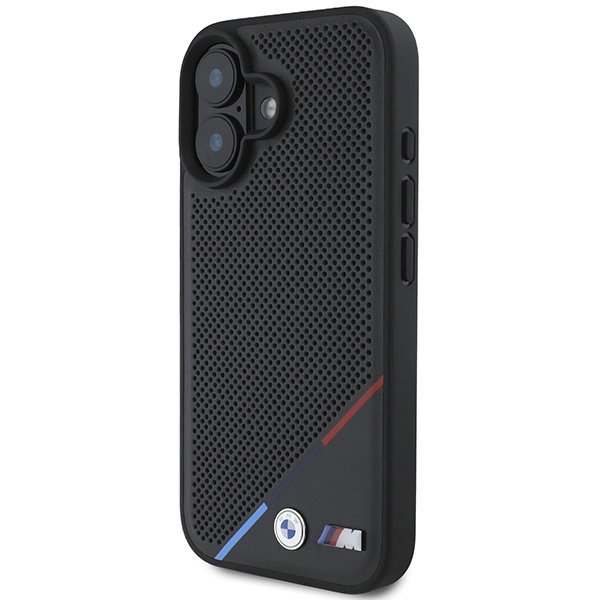 BMW BMHMP16S23PUPDK iPhone 16 6.1&quot; czarny/black hardcase M Perforated Tricolor Line MagSafe