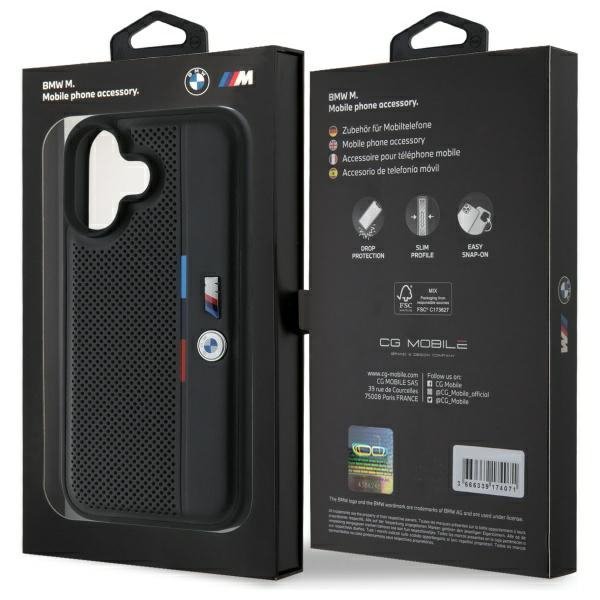 BMW BMHCP16S23PUPVK iPhone 16 6.1&quot;czarny/black hardcase M Perforated Tricolor Detail Line