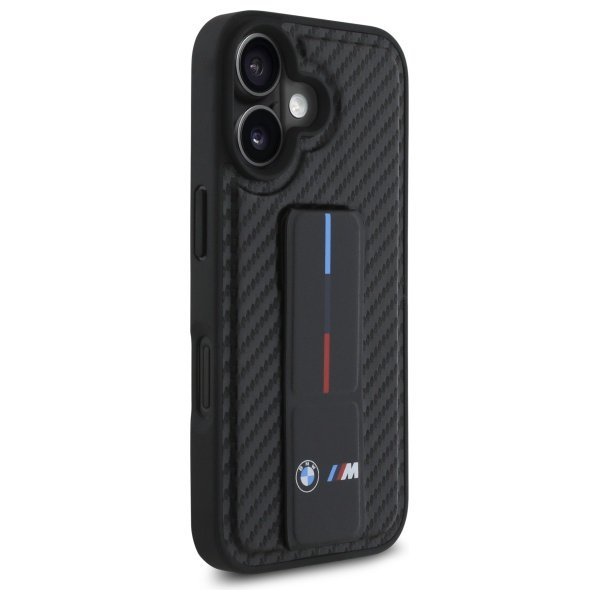 BMW BMHCP16SGSPCCK iPhone 16 6.1&quot; czarny/black hardcase M Grip Stand Smooth and Carbon