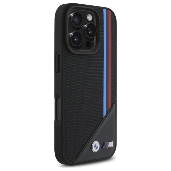 BMW BMHMP16L23PUTRK iPhone 16 Pro 6.3&quot;czarny/black hardcase M Meshed Tricolor Stripes MagSafe