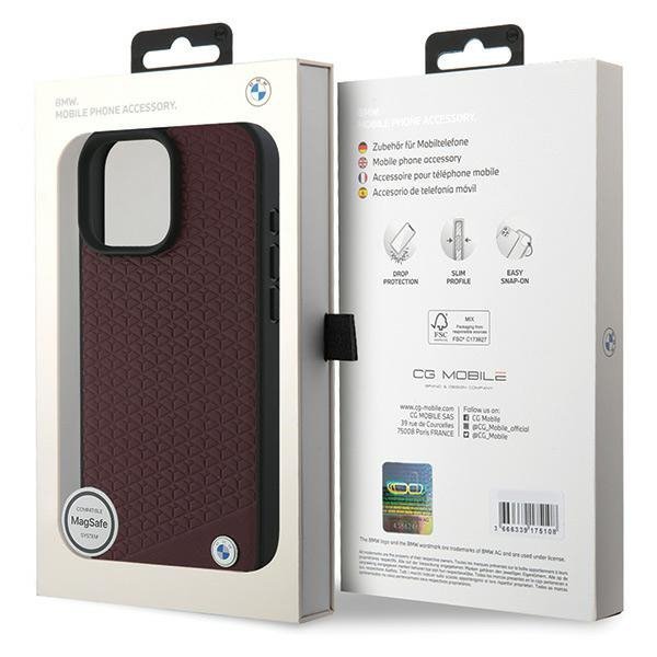 BMW BMHMP16X23RDDR iPhone 16 Pro Max6.9&quot; czerwony/red hardcase Sign Leather Diamond Metal Logo MagSafe