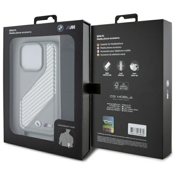 BMW BMHCP16L23PSCCG iPhone 16 Pro 6.3&quot;   szary/grey hardcase M Edition Carbon Stripe & Strap