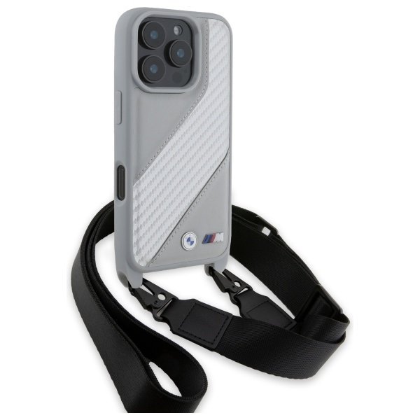 BMW BMHCP16X23PSCCG iPhone 16 Pro Max 6.9&quot; szary/grey hardcase M Edition Carbon Stripe & Strap