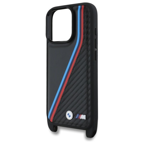 BMW BMHCP16L23PSVTK iPhone 16 Pro 6.3&quot;   czarny/black hardcase M Edition Carbon Tricolor Lines & Strap