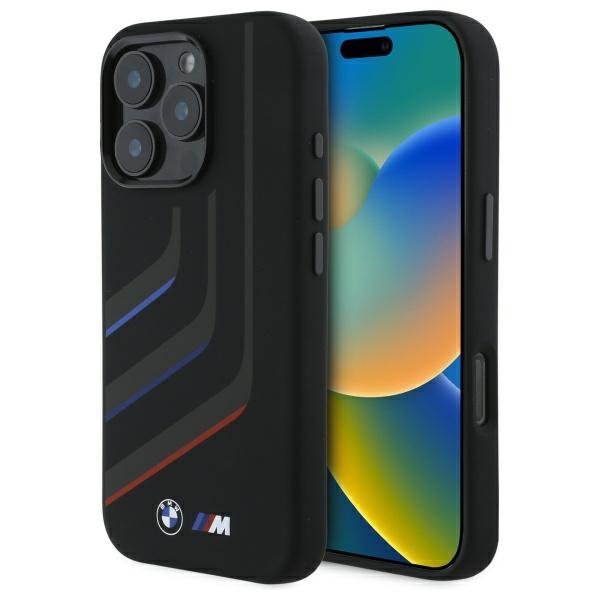 BMW BMHMP16X23SLIK iPhone 16 Pro Max     6.9&quot; czarny/black hardcase Silicone Turning Lines MagSafe