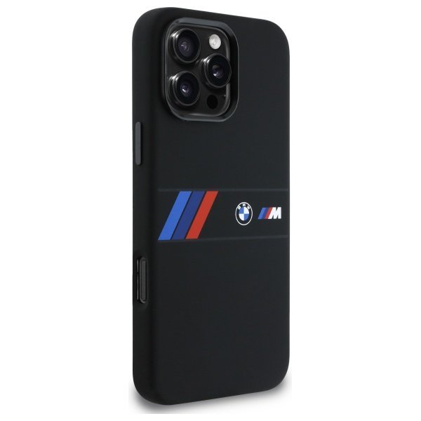 BMW BMHMP16X23SAXK iPhone 16 Pro Max     6.9&quot; czarny/black hardcase Silicone Middle Stripe MagSafe