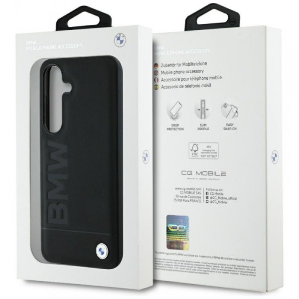 Etui BMW Leather Big Wordmark do Samsung Galaxy S25+ czarny