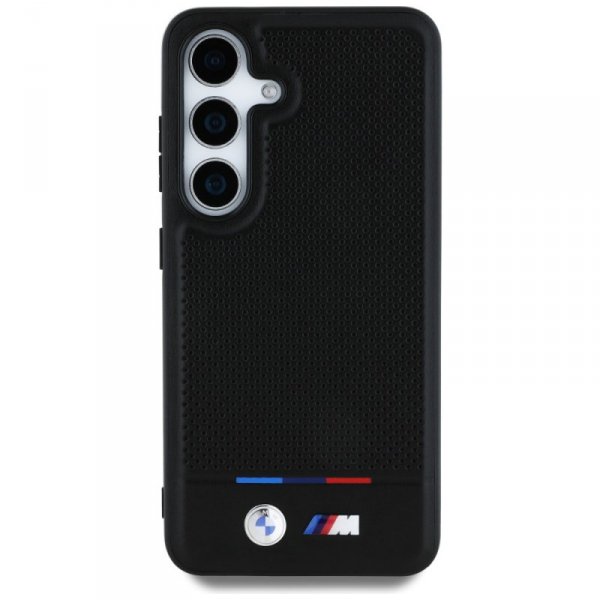 Etui BMW Leather Tricolor Stripe MagSafe do Samsung Galaxy S25 czarny