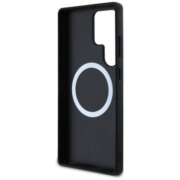 Etui BMW Leather Tricolor Stripe MagSafe do Samsung Galaxy S25 Ultra czarny