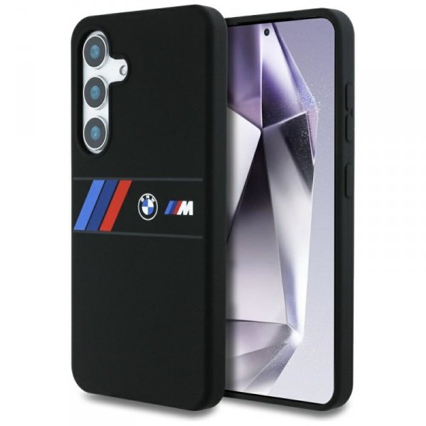 Etui BMW Silicone Middle Tricolor        Stripes MagSafe do Samsung Galaxy S25 czarny