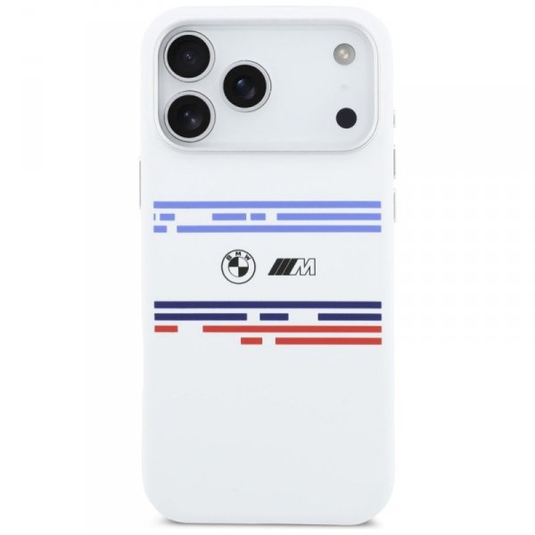Etui BMW M Silicon Horizontal Line       MagSafe do iPhone 17 Pro Max biały