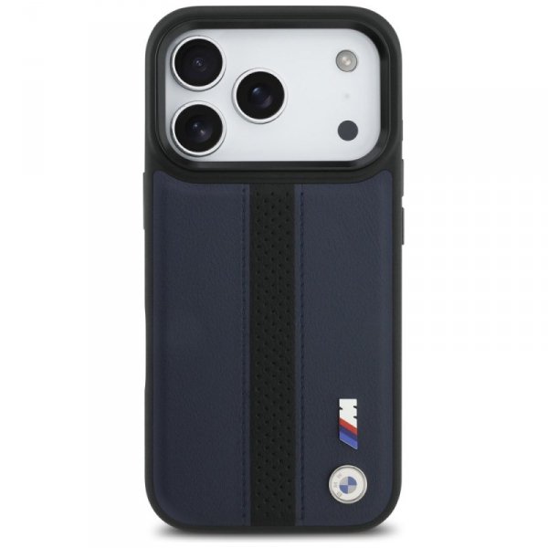 Etui BMW M Perforated Stripe Logo        MagSafe do iPhone 17 Pro granatowy