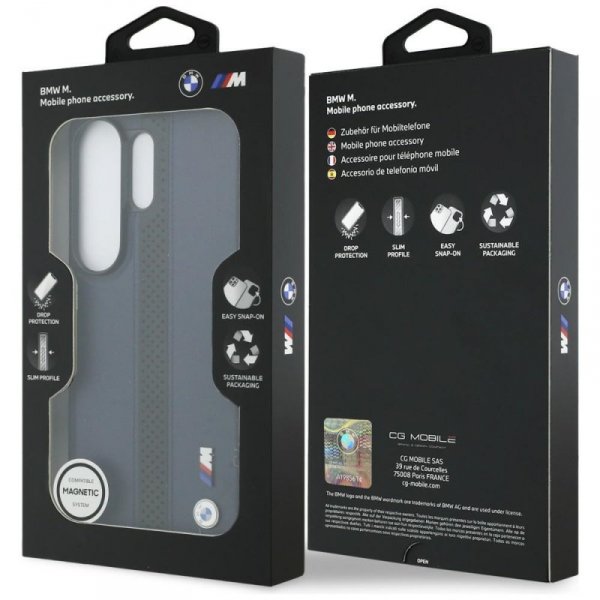 Etui BMW Perforated Stripe Logo MagSafe  do Samsung Galaxy S26 Ultra granatowy