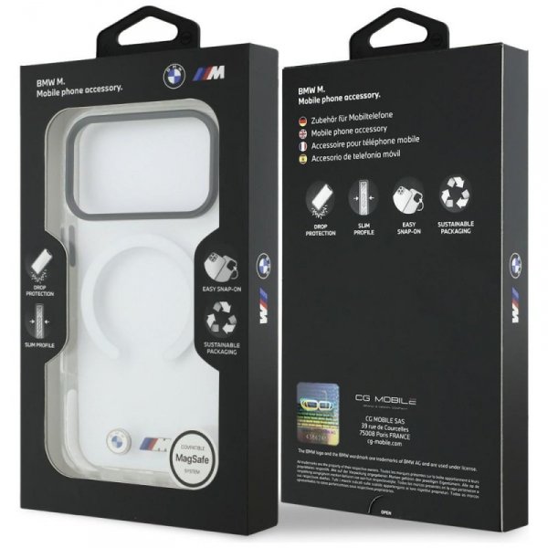 Etui BMW M IML Shockproof Metal Logos    MagSafe do iPhone 17 Pro Max przezroczysty