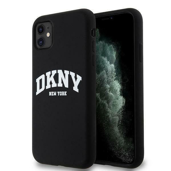 DKNY DKHMN61SNYACH iPhone 11 / Xr 6.1&quot; czarny/black hardcase Liquid Silicone White Printed Logo MagSafe