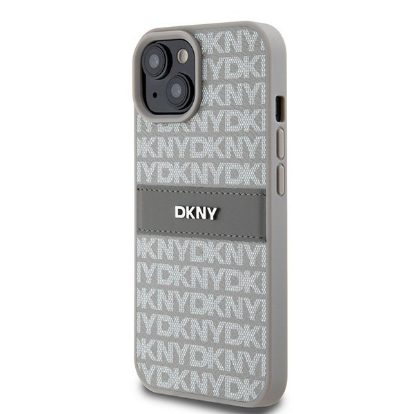DKNY DKHCP15MPRTHSLE iPhone 15 Plus /14 Plus 6.7&quot; beżowy/beige hardcase Leather Mono Stripe & Metal Logo