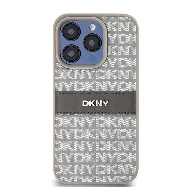 DKNY DKHCP15XPRTHSLE iPhone 15 Pro Max6.7&quot; beżowy/beige hardcase Leather Mono Stripe & Metal Logo