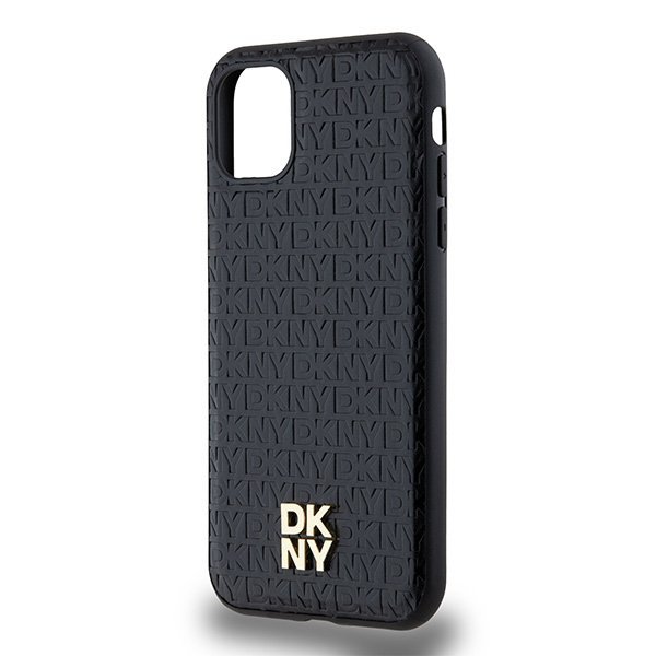 DKNY DKHMN61PSHRPSK iPhone 11 / Xr 6.1&quot;czarny/black hardcase Leather Monogram Pattern Metal Logo MagSafe