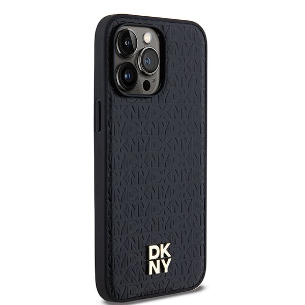 DKNY DKHMP13XPSHRPSK iPhone 13 Pro Max6.7&quot; czarny/black hardcase Leather Pattern Metal Logo MagSafe