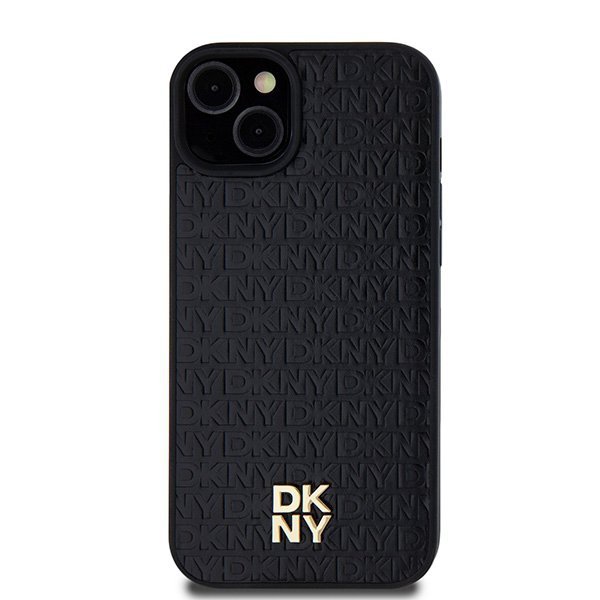 DKNY DKHMP15MPSHRPSK iPhone 15 Plus /14 Plus 6.7&quot; czarny/black hardcase Leather Monogram Pattern Metal Logo MagSafe