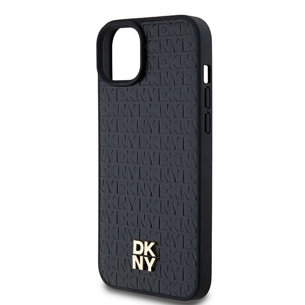 DKNY DKHMP15MPSHRPSK iPhone 15 Plus /14 Plus 6.7&quot; czarny/black hardcase Leather Monogram Pattern Metal Logo MagSafe