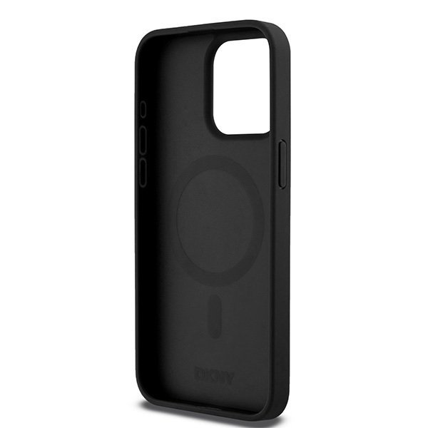 DKNY DKHMP15XPSHRPSK iPhone 15 Pro Max6.7&quot; czarny/black hardcase Leather Monogram Pattern Metal Logo MagSafe