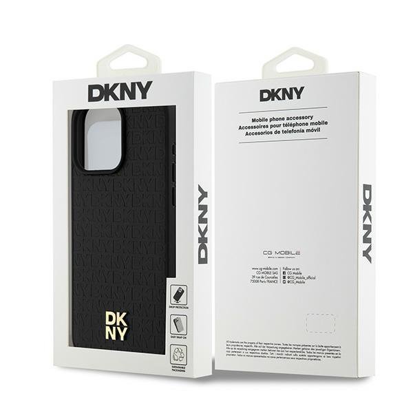 DKNY DKHMP15XPSHRPSK iPhone 15 Pro Max6.7&quot; czarny/black hardcase Leather Monogram Pattern Metal Logo MagSafe