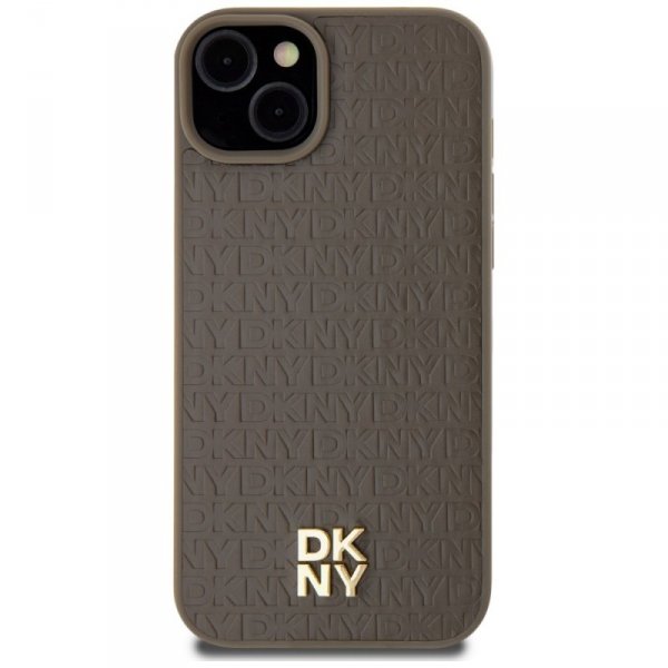 DKNY DKHMP15SPSHRPSW iPhone 15 / 14 / 136.1&quot; brązowy/brown hardcase Leather Pattern Metal Logo MagSafe