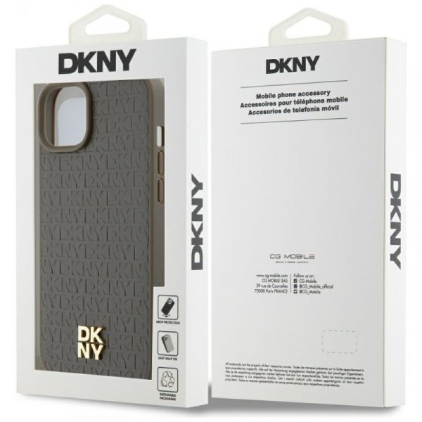 DKNY DKHMP15MPSHRPSW iPhone 15 Plus /14 Plus 6.7&quot; brązowy/brown hardcase Leather Pattern Metal Logo MagSafe