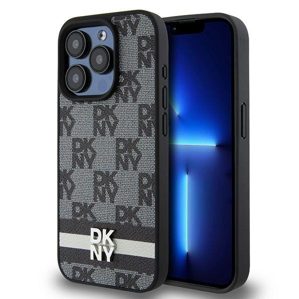 DKNY DKHCP15XPCPTSSK iPhone 15 Pro Max6.7&quot; czarny/black hardcase Leather Checkered Mono Pattern & Printed Stripes