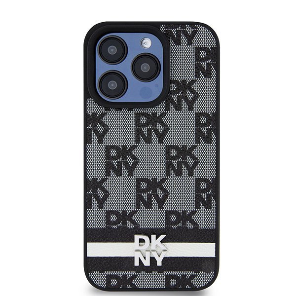 DKNY DKHCP15XPCPTSSK iPhone 15 Pro Max6.7&quot; czarny/black hardcase Leather Checkered Mono Pattern & Printed Stripes
