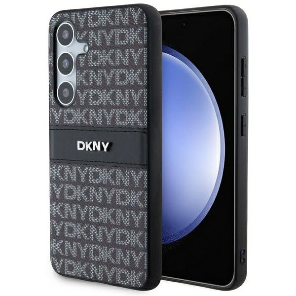 DKNY DKHCS24MPRTHSLK S24+ S926 czarny/black hardcase Leather Mono Stripe & Metal Logo