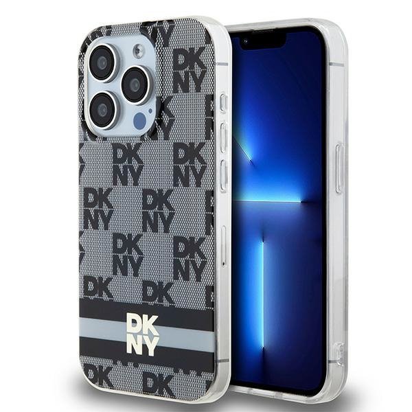 DKNY DKHMP15XHCPTSK iPhone 15 Pro Max6.7&quot; czarny/black hardcase IML Checkered Mono Pattern & Printed Stripes MagSafe