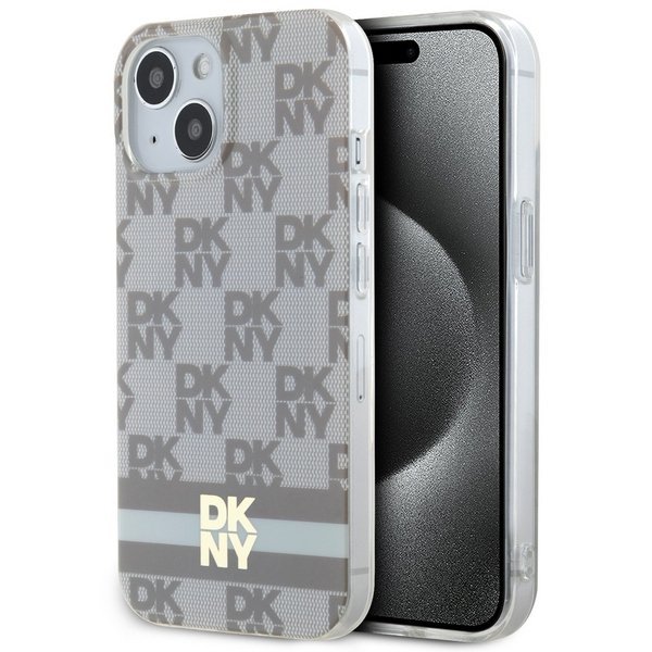 DKNY DKHMP15MHCPTSE iPhone 15 Plus /14 Plus 6.7&quot; beżowy/beige hardcase IML Checkered Mono Pattern & Printed Stripes MagSafe