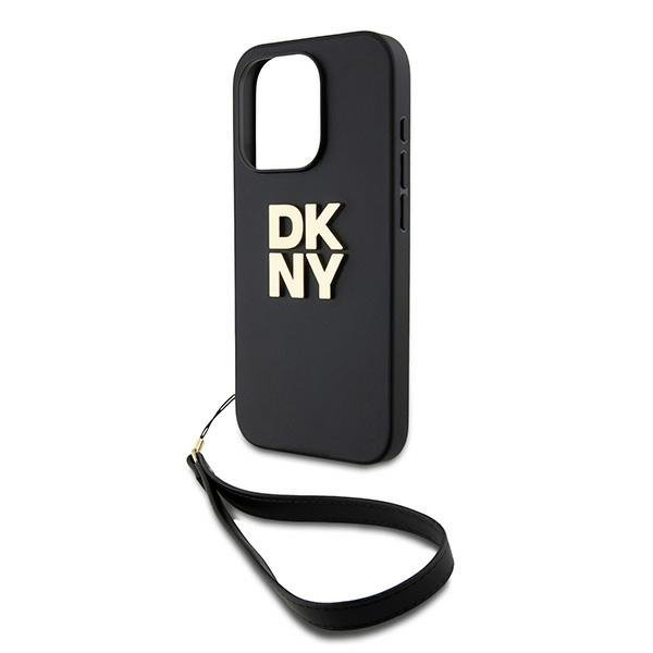 DKNY DKHCP15LPBSWSK iPhone 15 Pro 6.1&quot;czarny/black hardcase Wrist Strap Stock Logo