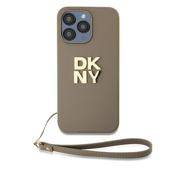 DKNY DKHCP15LPBSWSE iPhone 15 Pro 6.1&quot;beżowy/beige hardcase Wrist Strap Stock Logo