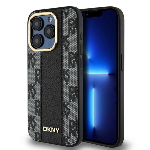DKNY DKHMP15XPCPVSLK iPhone 15 Pro Max6.7&quot; czarny/black hardcase Leather Checkered Mono Pattern MagSafe