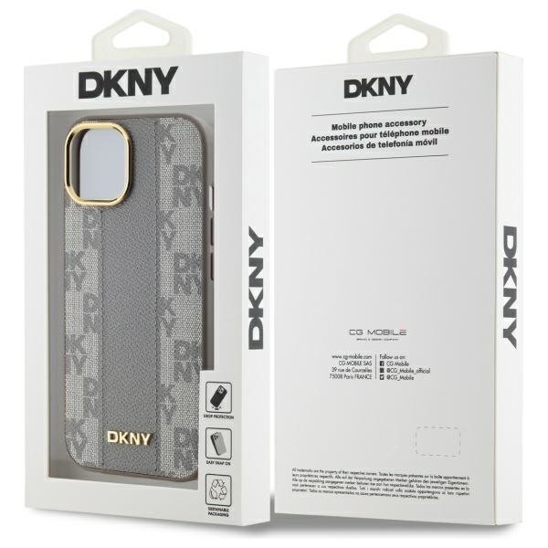DKNY DKHMP15MPCPVSLE iPhone 15 Plus6.7&quot; beżowy/beige hardcase Leather Checkered Mono Pattern MagSafe